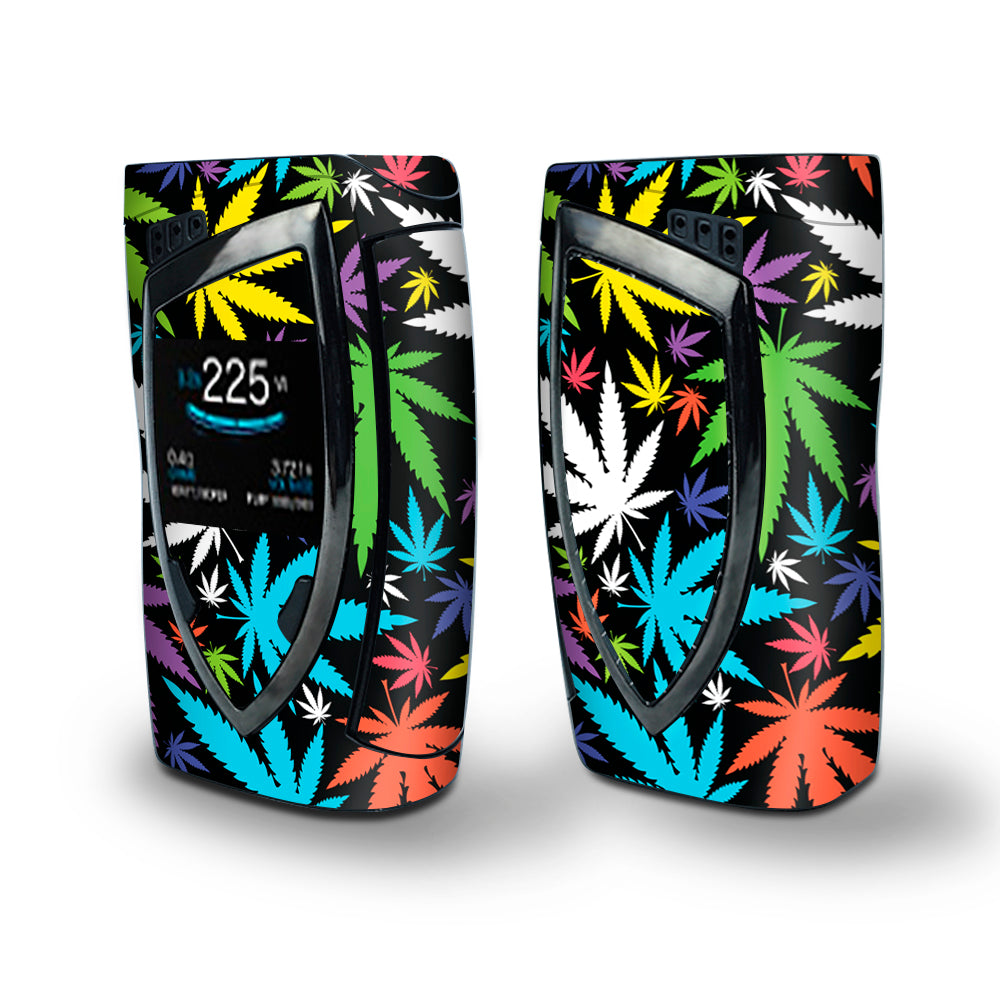 Skin Decal Vinyl Wrap for Smok Devilkin Kit 225w Vape (includes TFV12 Prince Tank Skins) skins cover / Colorful Weed Leaves Leaf 