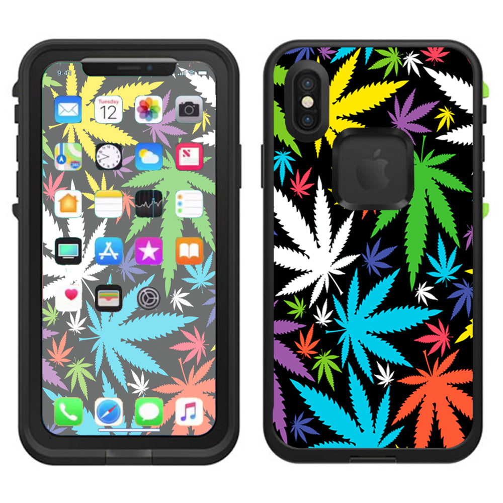  Colorful Weed Leaves Leaf  Lifeproof Fre Case iPhone X Skin