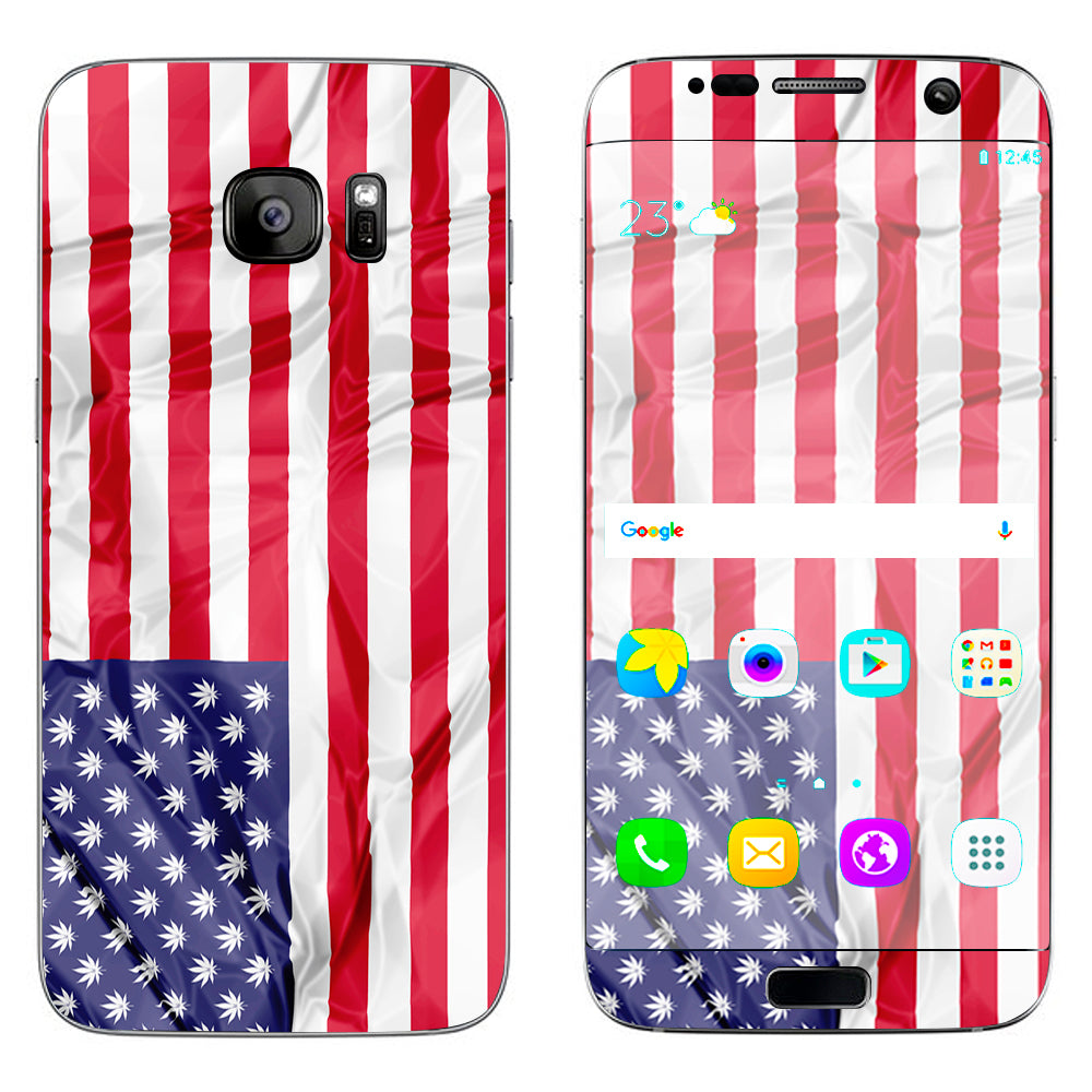  American Flag Pot Leaf Stars Marijuana Samsung Galaxy S7 Edge Skin