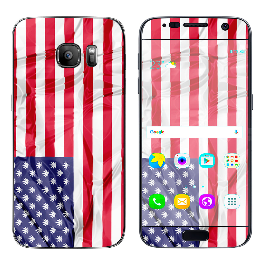  American Flag Pot Leaf Stars Marijuana Samsung Galaxy S7 Skin