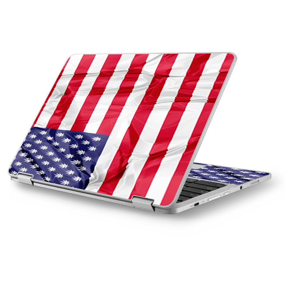  American Flag Pot Leaf Stars Marijuana Asus Chromebook Flip 12.5" Skin