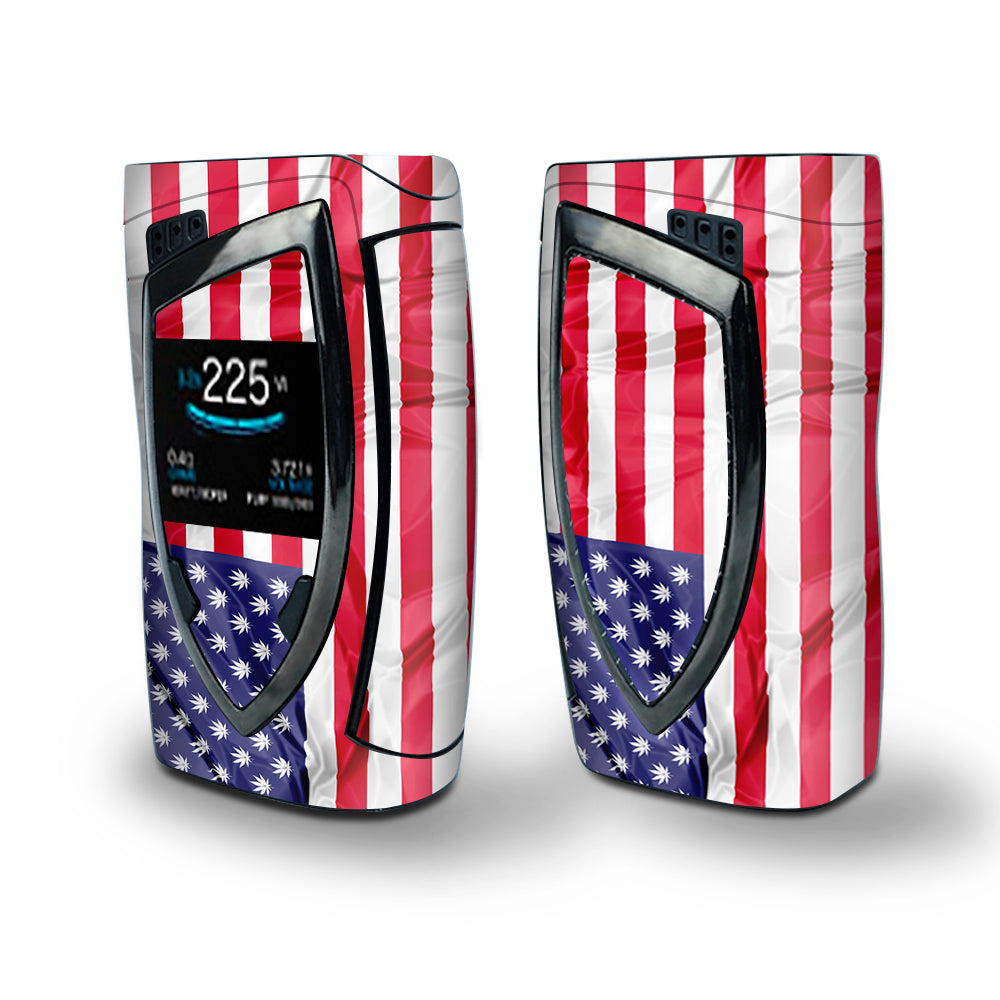 Skin Decal Vinyl Wrap for Smok Devilkin Kit 225w Vape (includes TFV12 Prince Tank Skins) skins cover / American Flag Pot Leaf Stars Marijuana