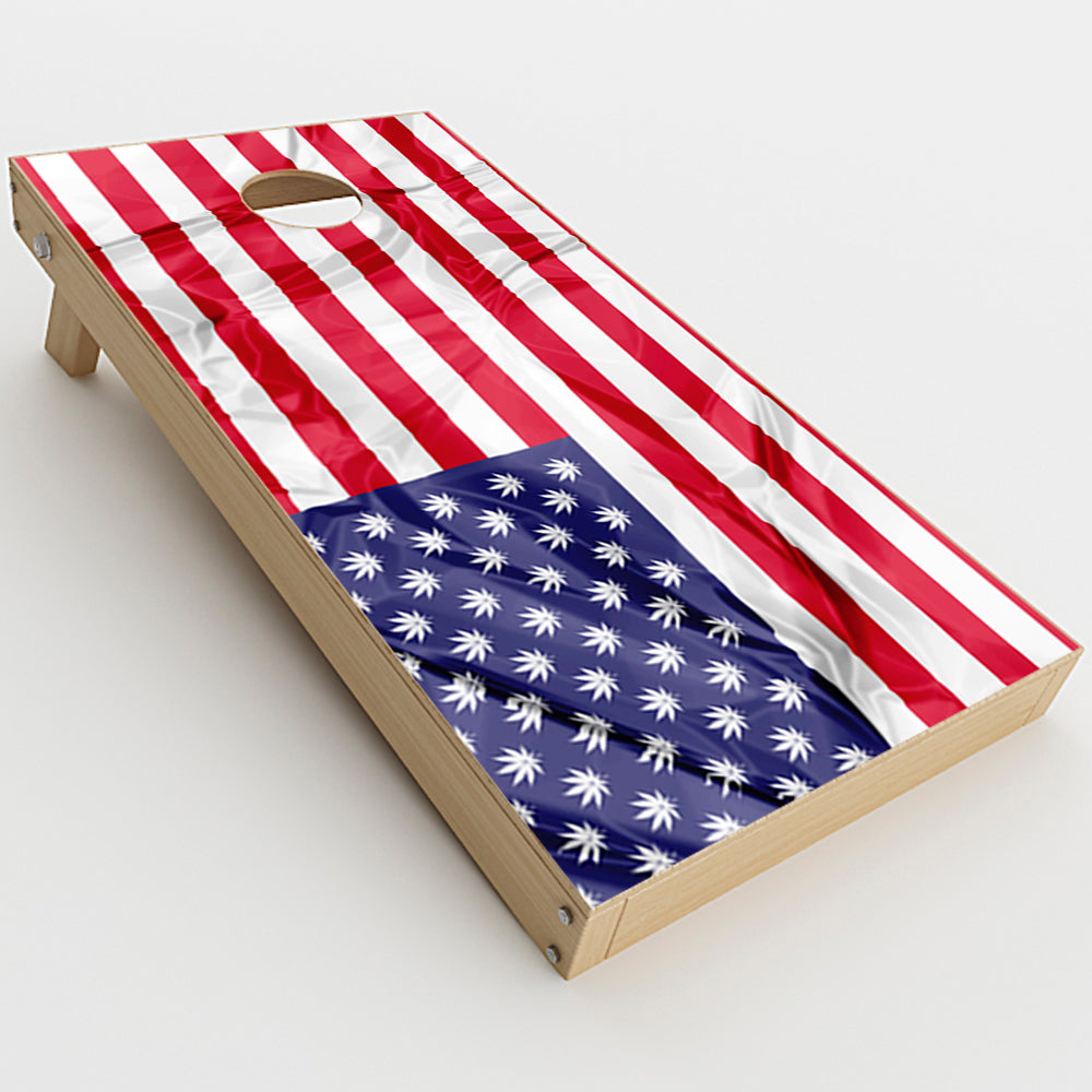  American Flag Pot Leaf Stars Marijuana  Cornhole Game Board (2 pcs.) Skin