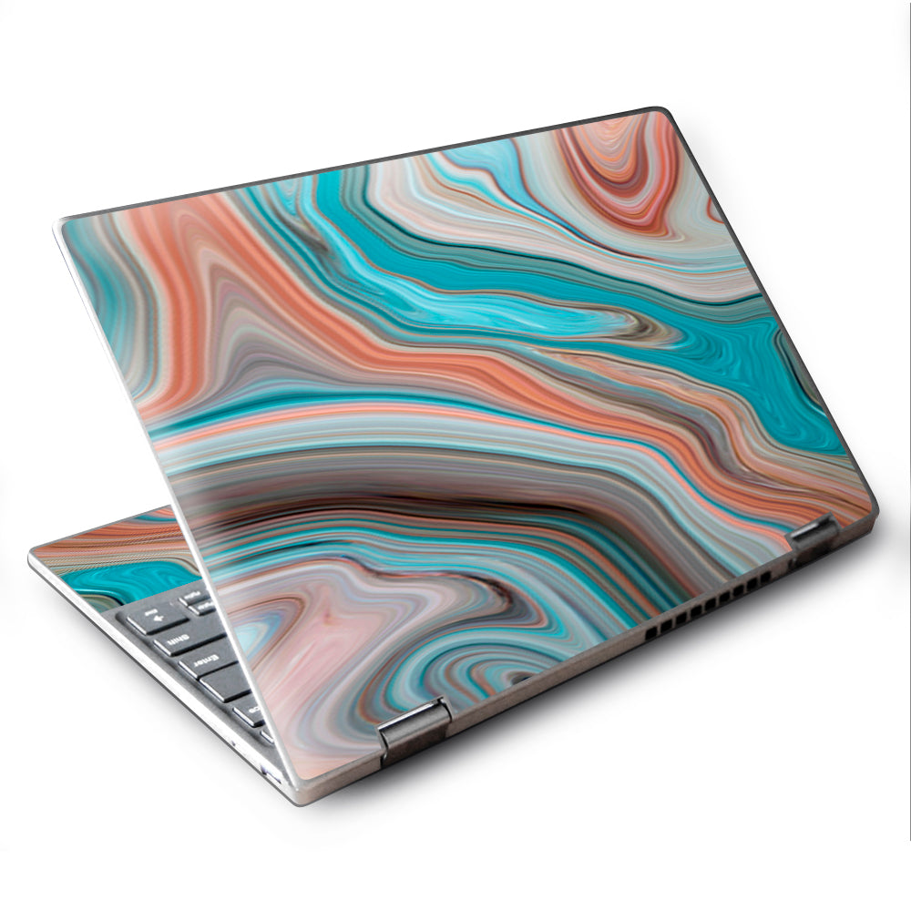  Teal Blue Brown Geode Stone Marble Lenovo Yoga 710 11.6" Skin