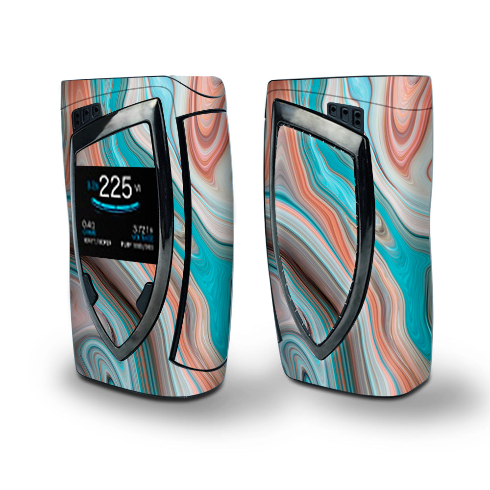 Skin Decal Vinyl Wrap for Smok Devilkin Kit 225w Vape (includes TFV12 Prince Tank Skins) skins cover / Teal Blue Brown Geode Stone Marble