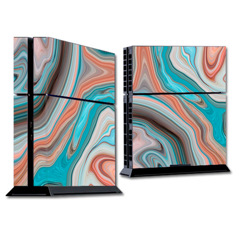  Teal Blue Brown Geode Stone Marble Sony Playstation PS4 Skin