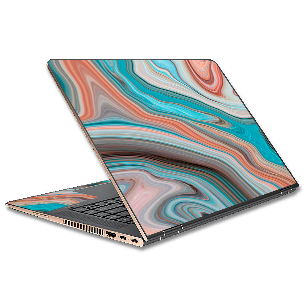  Teal Blue Brown Geode Stone Marble HP Spectre x360 15t Skin