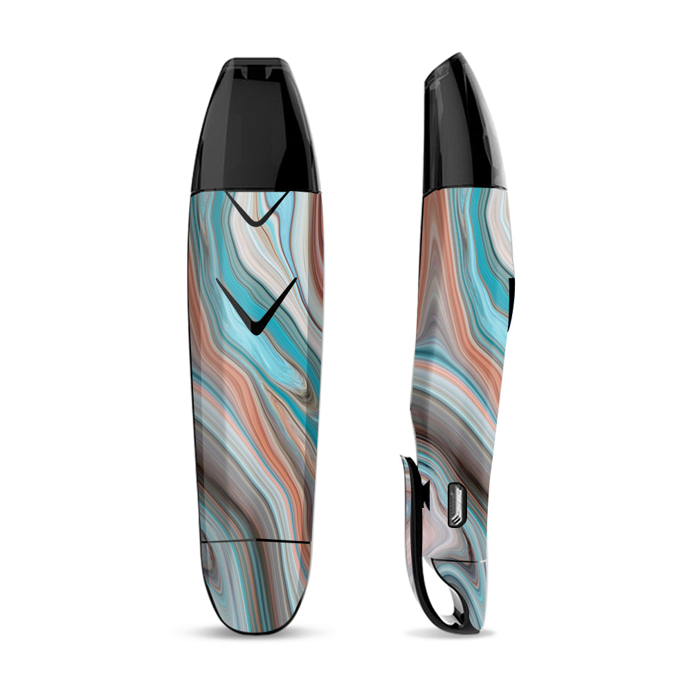 Skin Decal for Suorin Vagon  Vape / Teal Blue Brown Geode Stone Marble