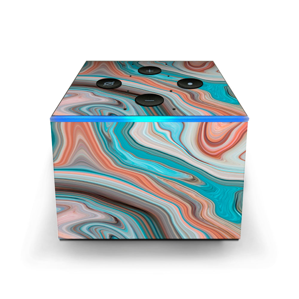  Teal Blue Brown Geode Stone Marble Amazon Fire TV Cube Skin