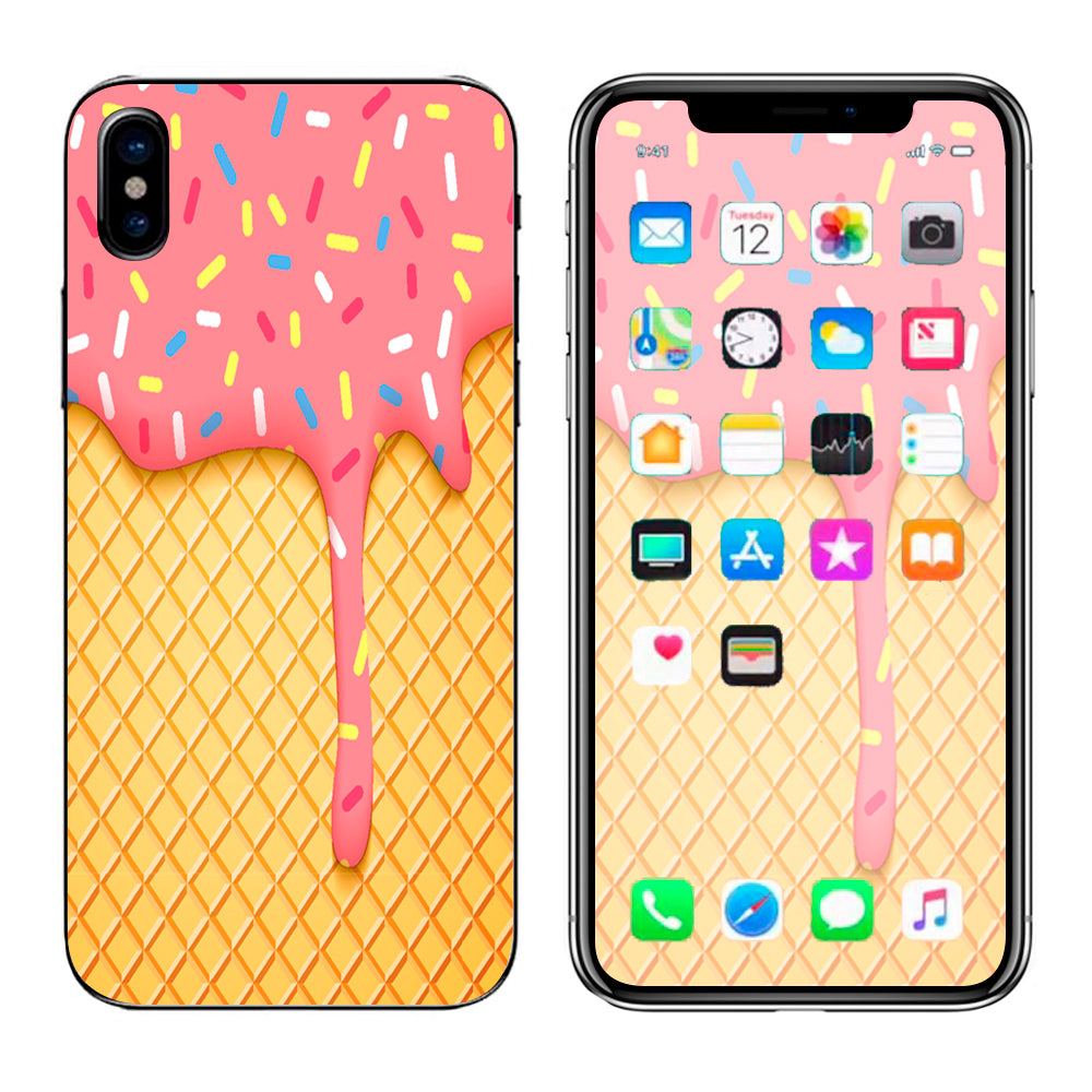  Ice Cream Cone Pink Sprinkles Apple iPhone X Skin
