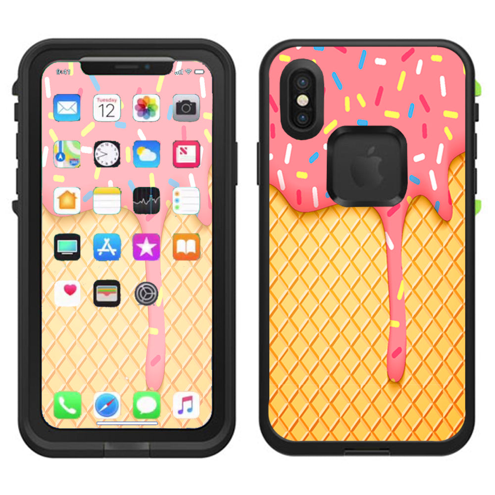  Ice Cream Cone Pink Sprinkles Lifeproof Fre Case iPhone X Skin