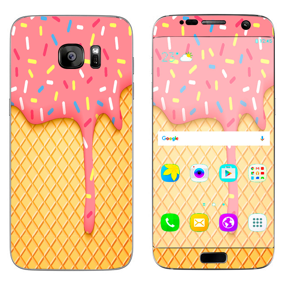  Ice Cream Cone Pink Sprinkles Samsung Galaxy S7 Edge Skin