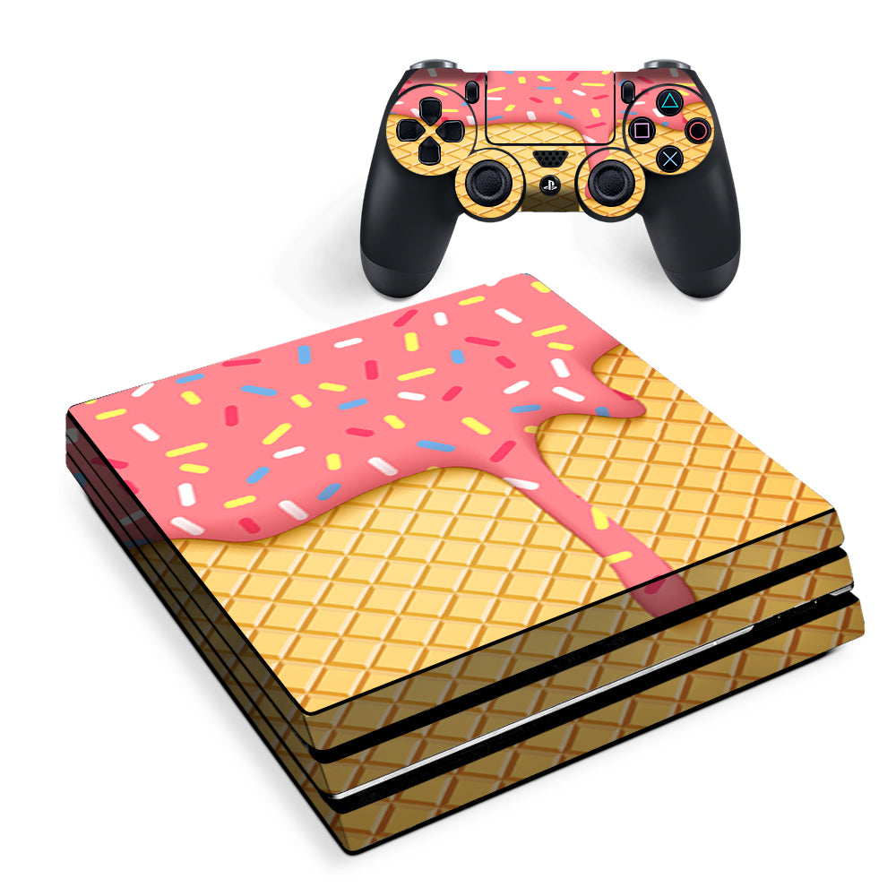 Ice Cream Cone Pink Sprinkles Sony PS4 Pro Skin