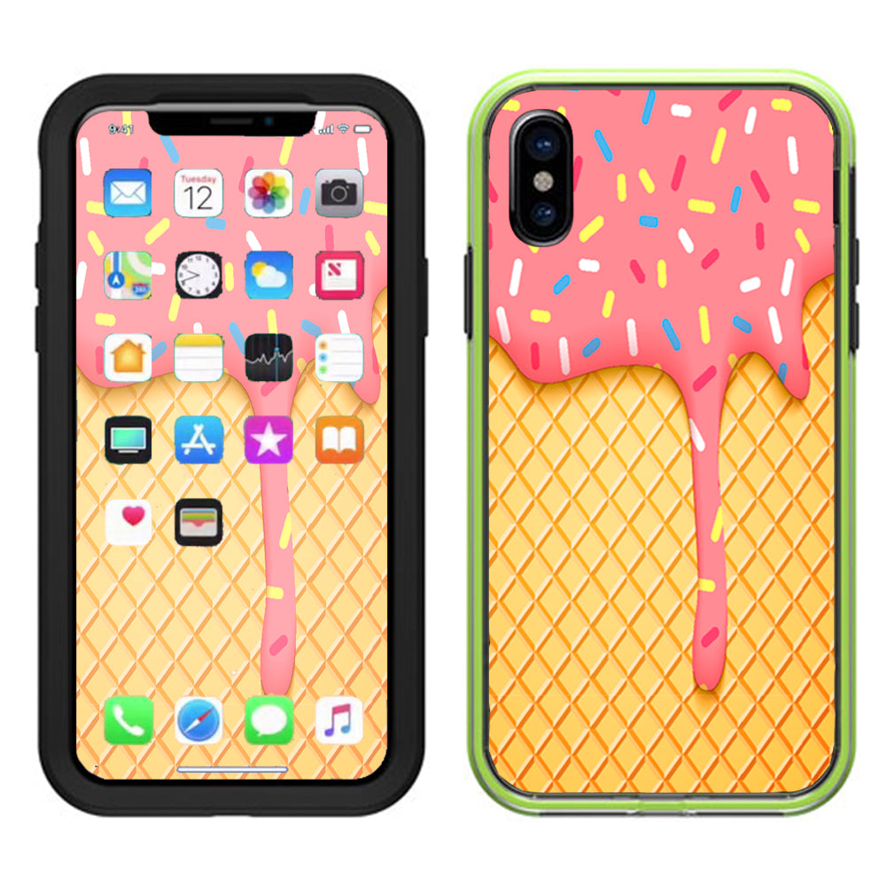  Ice Cream Cone Pink Sprinkles Lifeproof Slam Case iPhone X Skin