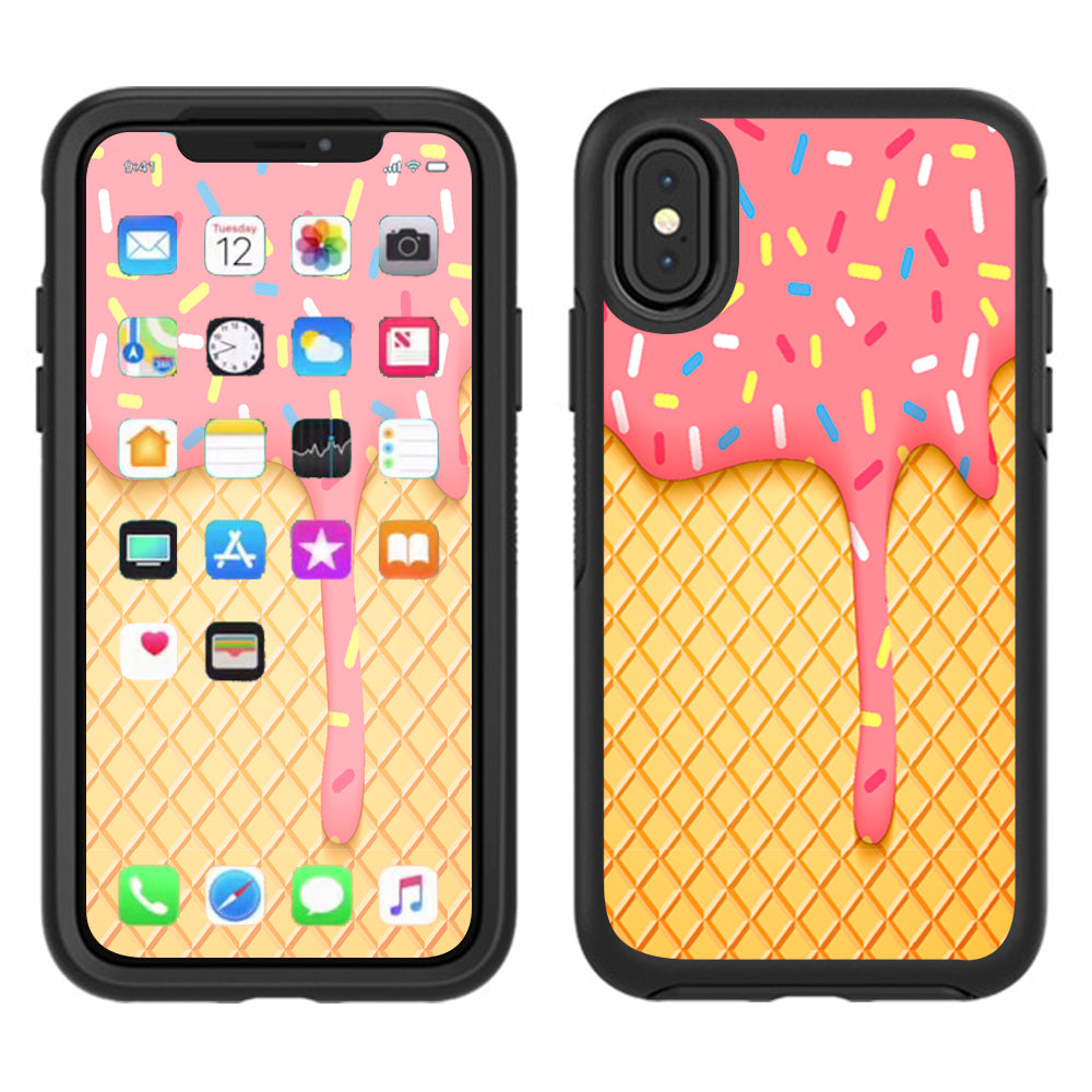  Ice Cream Cone Pink Sprinkles Otterbox Defender Apple iPhone X Skin