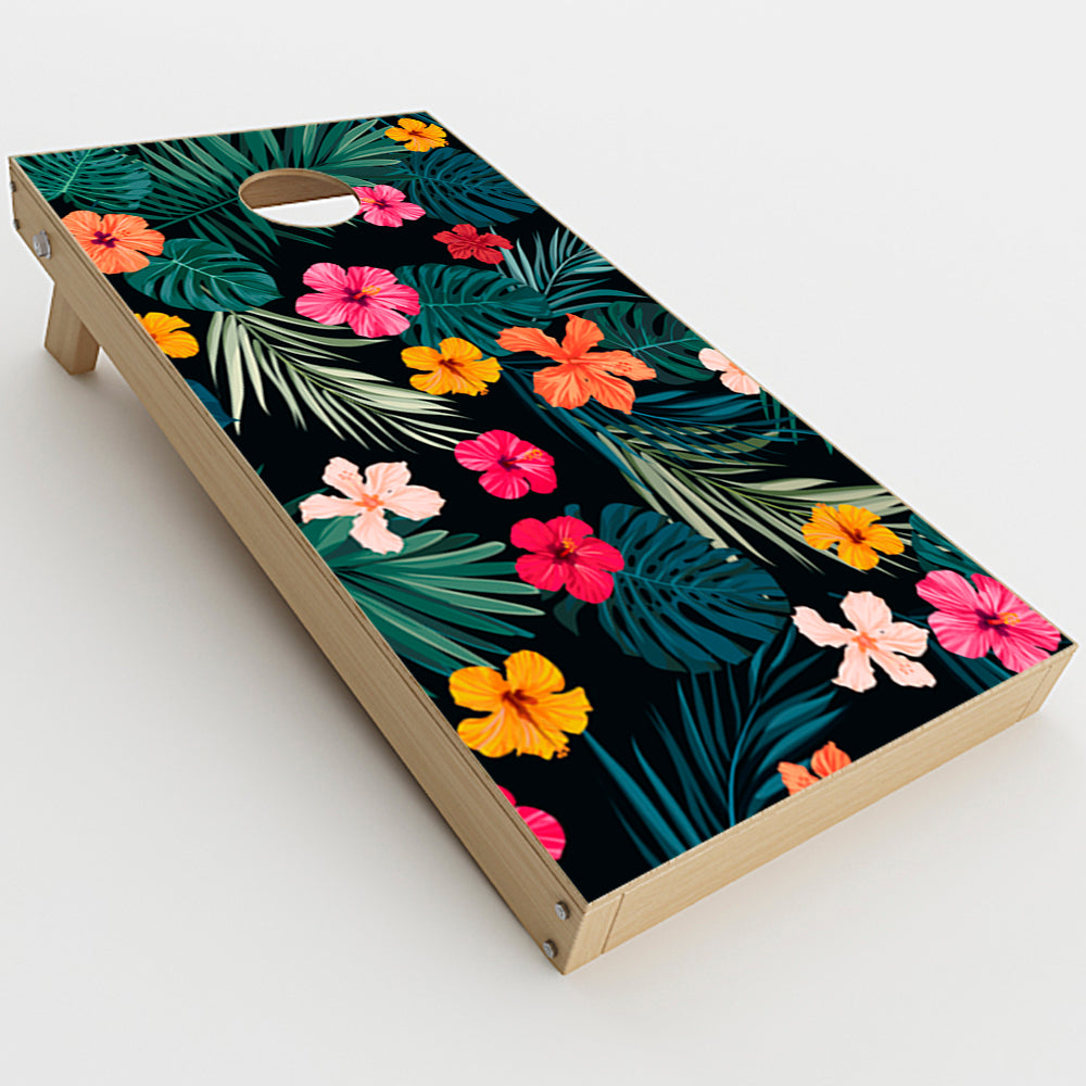  Hibiscus Flowers Tropical Hawaii  Cornhole Game Board (2 pcs.) Skin