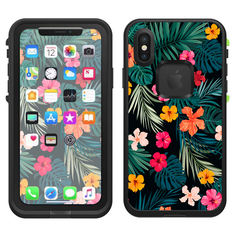  Hibiscus Flowers Tropical Hawaii Lifeproof Fre Case iPhone X Skin