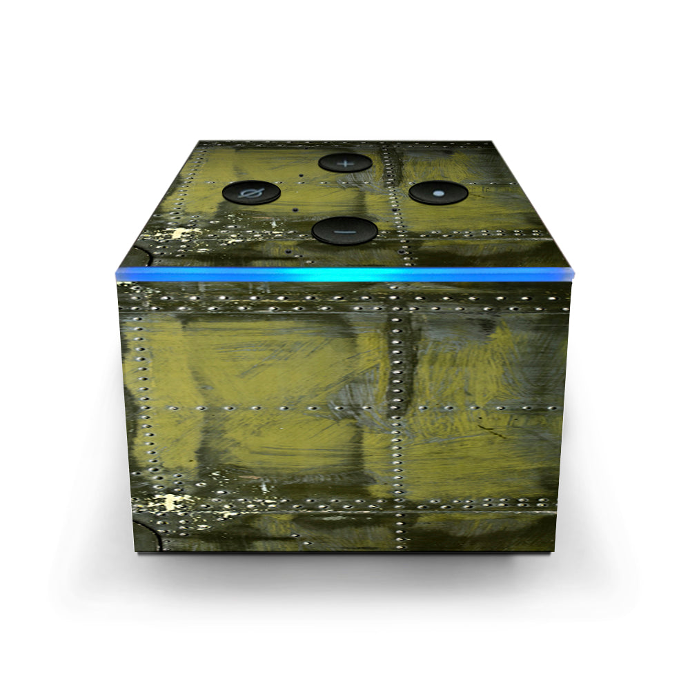  Green Rivets Metal Airplane Panel Ww2 Amazon Fire TV Cube Skin
