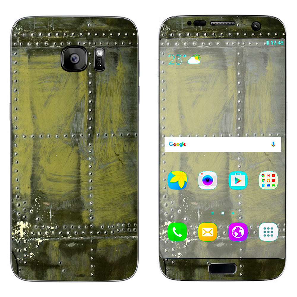  Green Rivets Metal Airplane Panel Ww2 Samsung Galaxy S7 Edge Skin