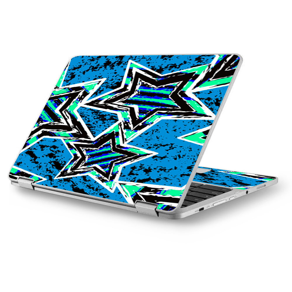 Blue 80'S Pop Art Stars Asus Chromebook Flip 12.5" Skin