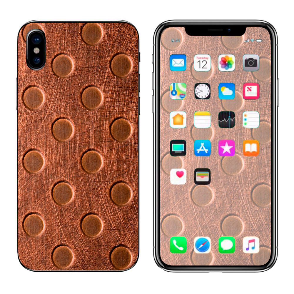  Copper Grid Panel Metal Apple iPhone X Skin
