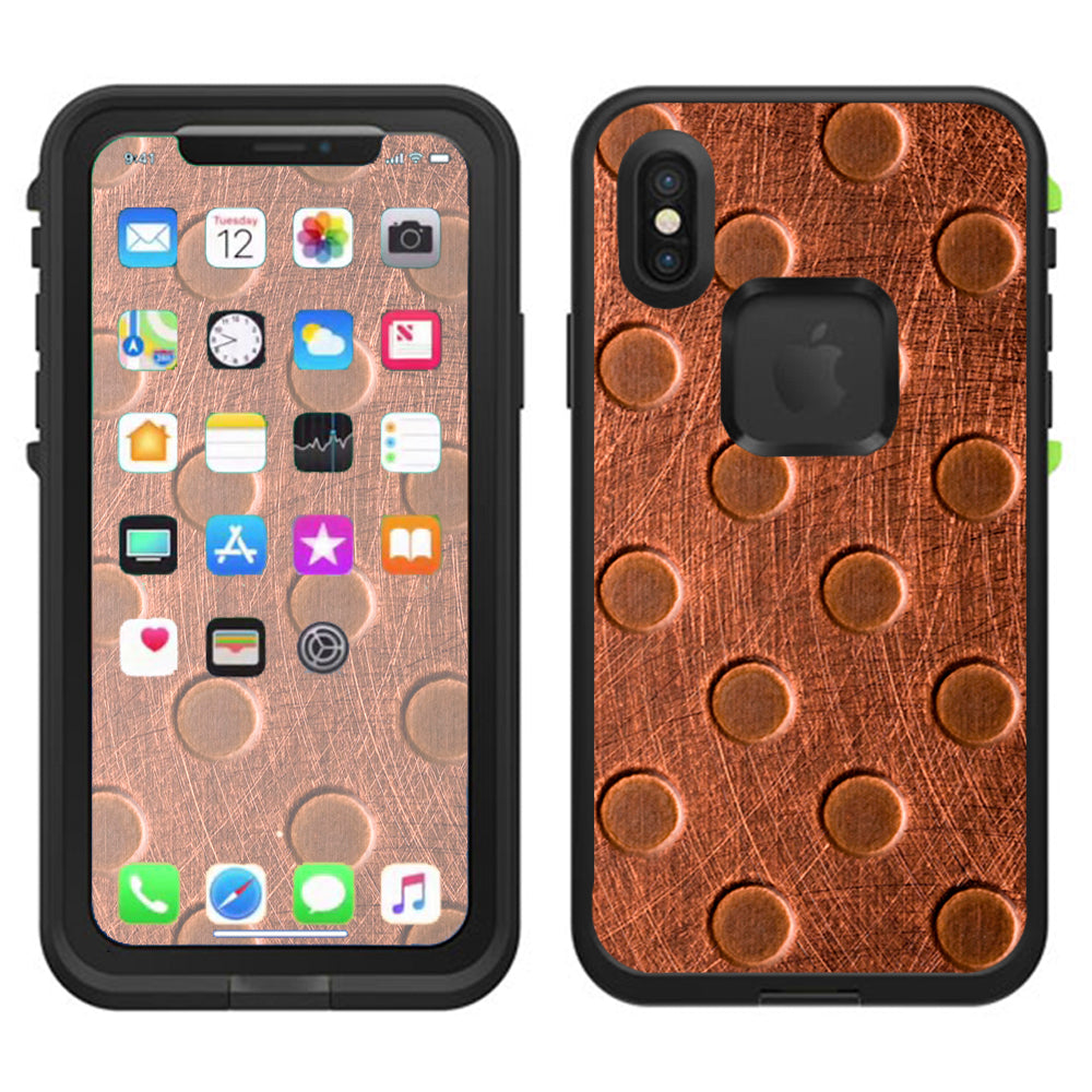  Copper Grid Panel Metal Lifeproof Fre Case iPhone X Skin