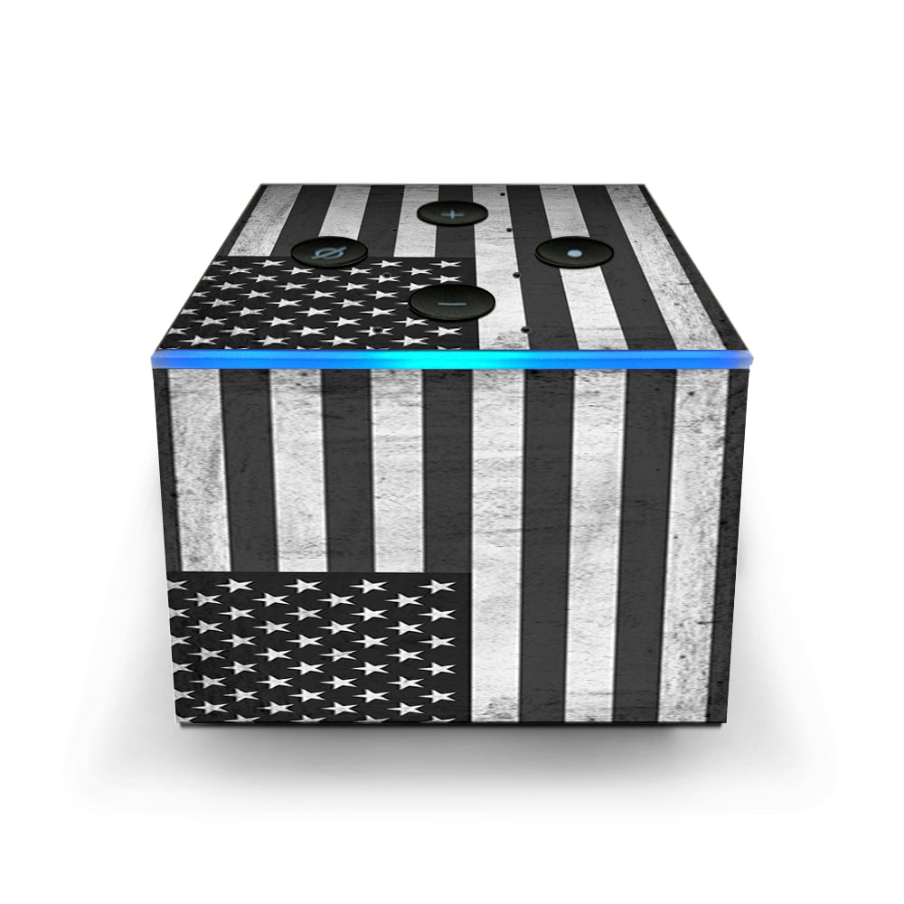  Black White Grunge Flag Usa America Amazon Fire TV Cube Skin