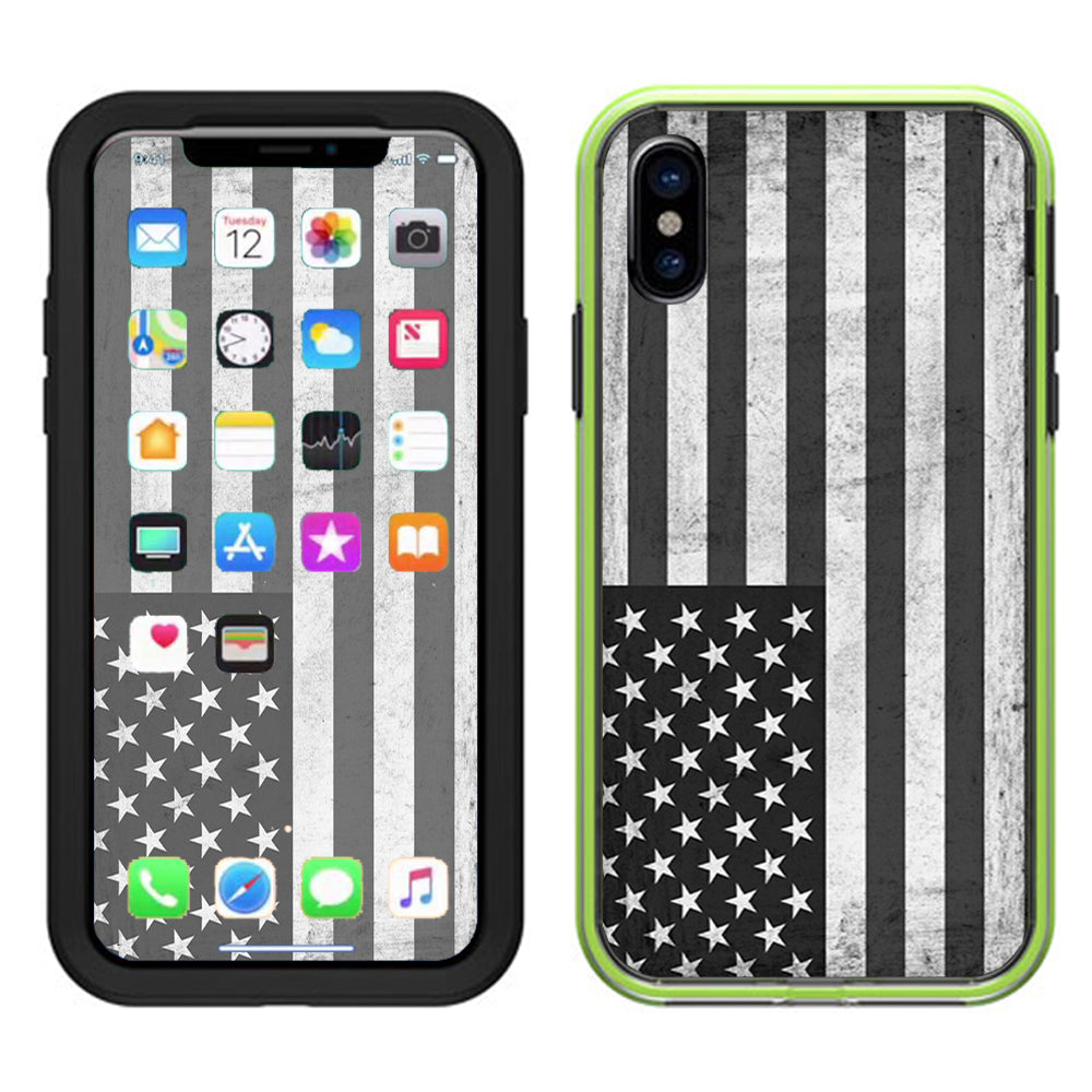  Black White Grunge Flag Usa America Lifeproof Slam Case iPhone X Skin