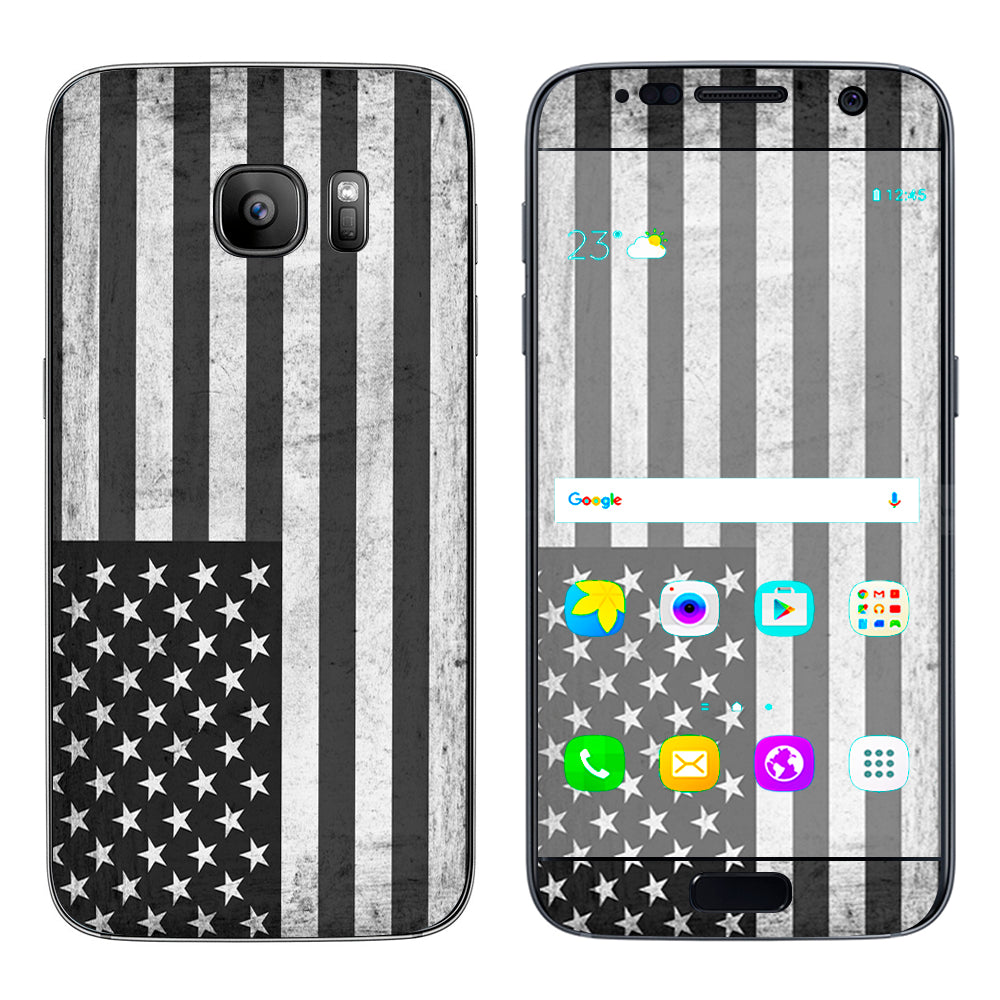  Black White Grunge Flag Usa America Samsung Galaxy S7 Skin