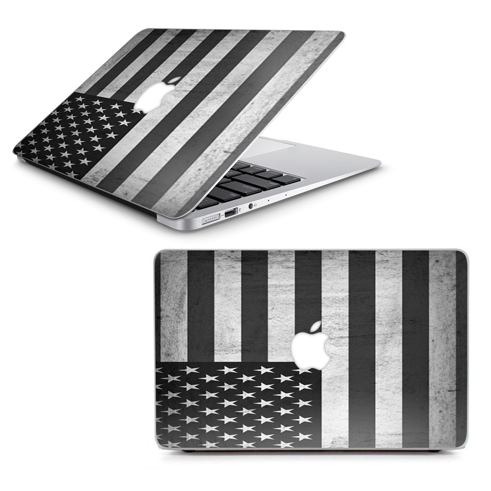  Black White Grunge Flag Usa America Macbook Air 11" A1370 A1465 Skin