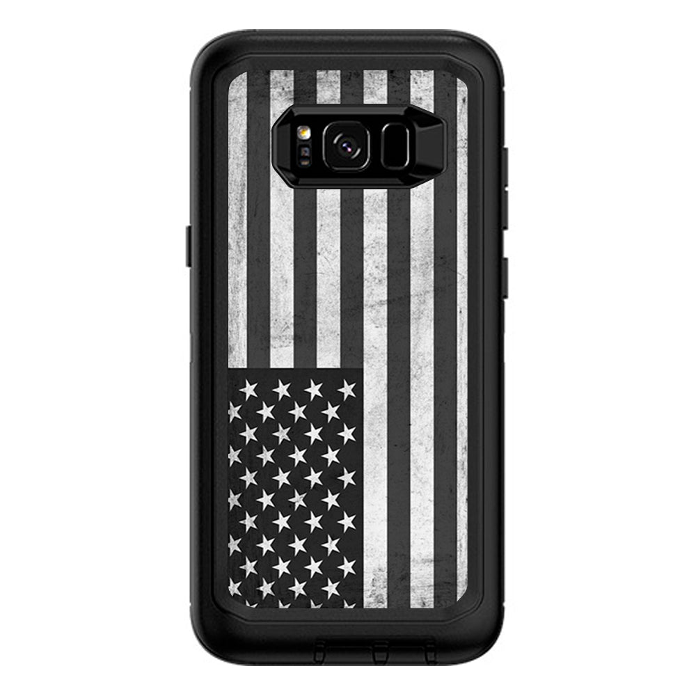  Black White Grunge Flag Usa America Otterbox Defender Samsung Galaxy S8 Plus Skin