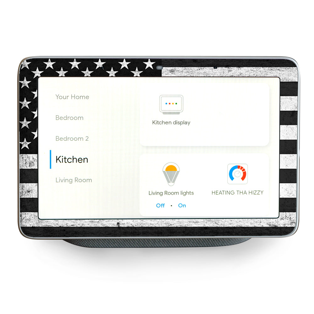 Black White Grunge Flag Usa America Google Home Hub Skin