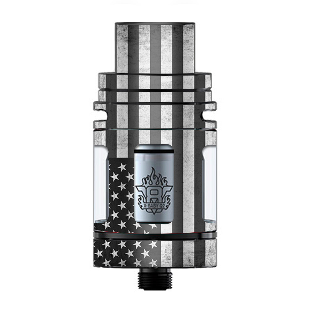  Black White Grunge Flag Usa America TFV8 X-baby Tank Smok Skin
