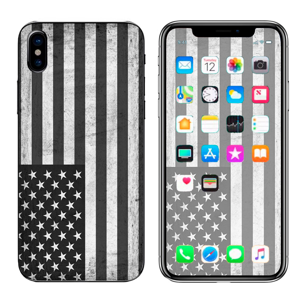  Black White Grunge Flag Usa America Apple iPhone X Skin