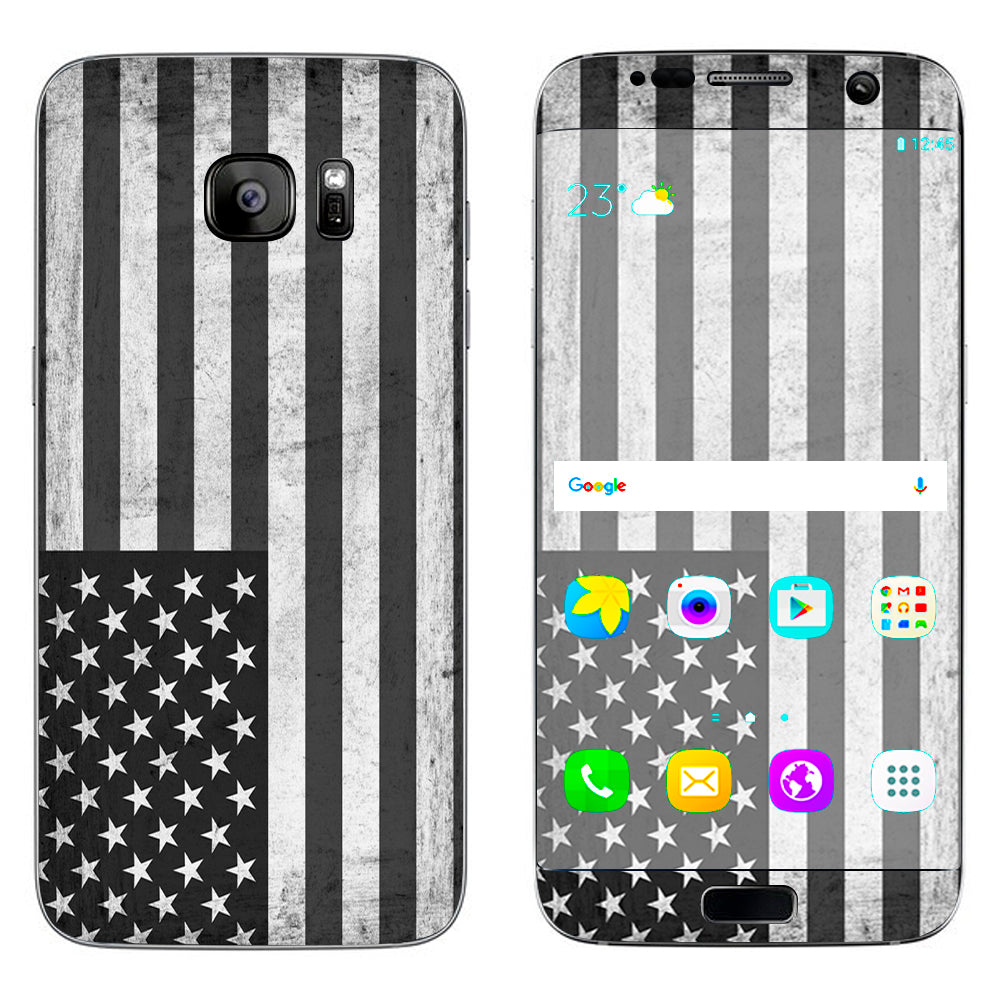 Black White Grunge Flag Usa America Samsung Galaxy S7 Edge Skin