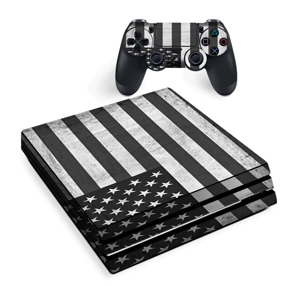Black White Grunge Flag Usa America Sony PS4 Pro Skin