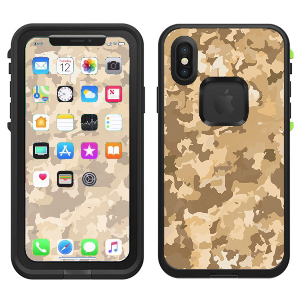  Brown Desert Camo Camouflage Lifeproof Fre Case iPhone X Skin