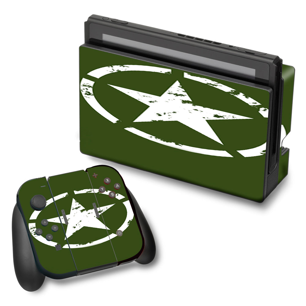  Green Army Star Military Nintendo Switch Skin