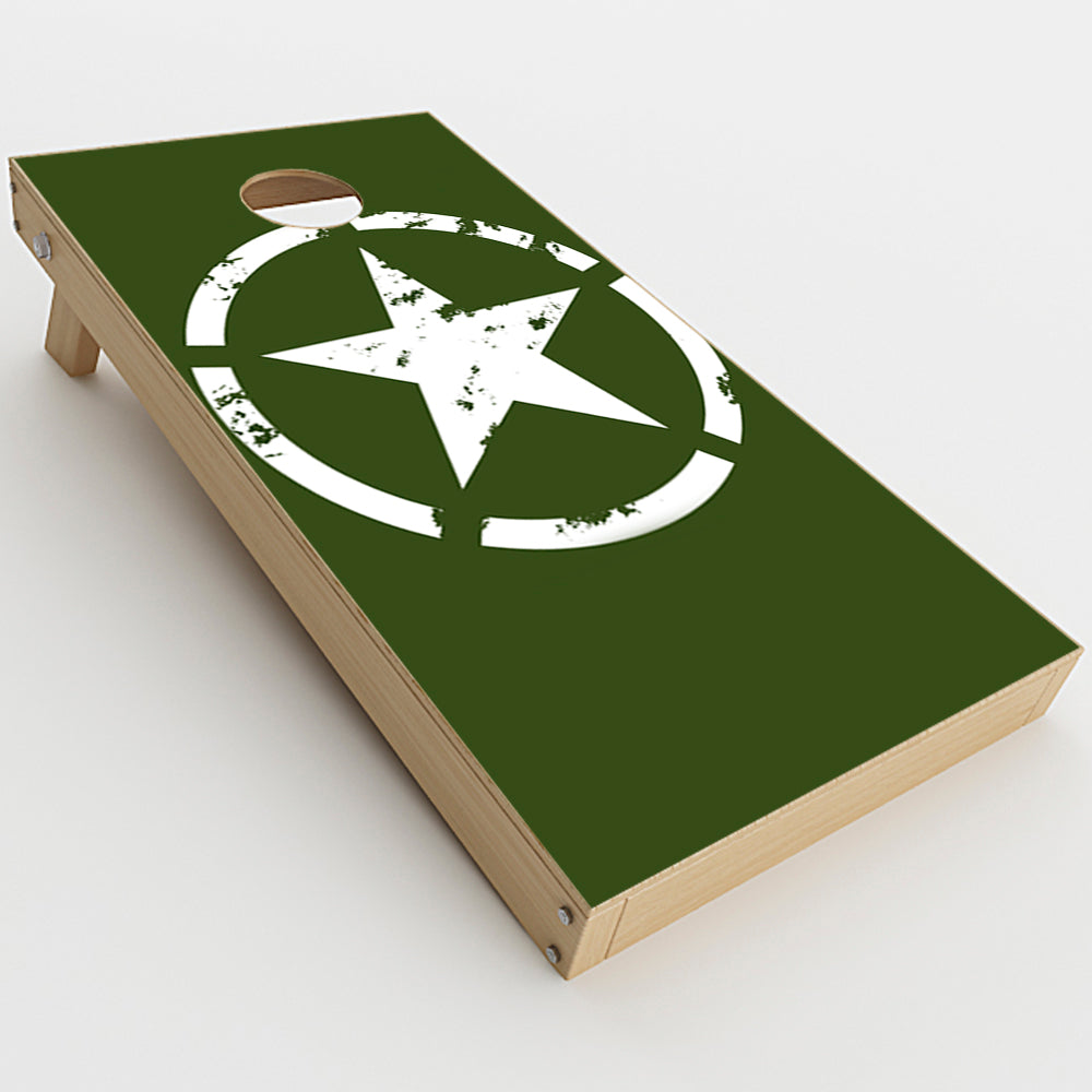  Green Army Star Military  Cornhole Game Board (2 pcs.) Skin