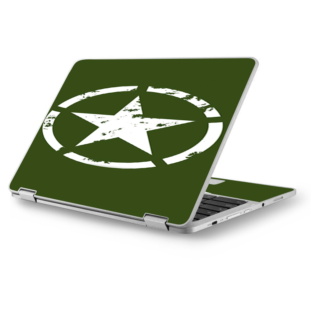  Green Army Star Military Asus Chromebook Flip 12.5" Skin