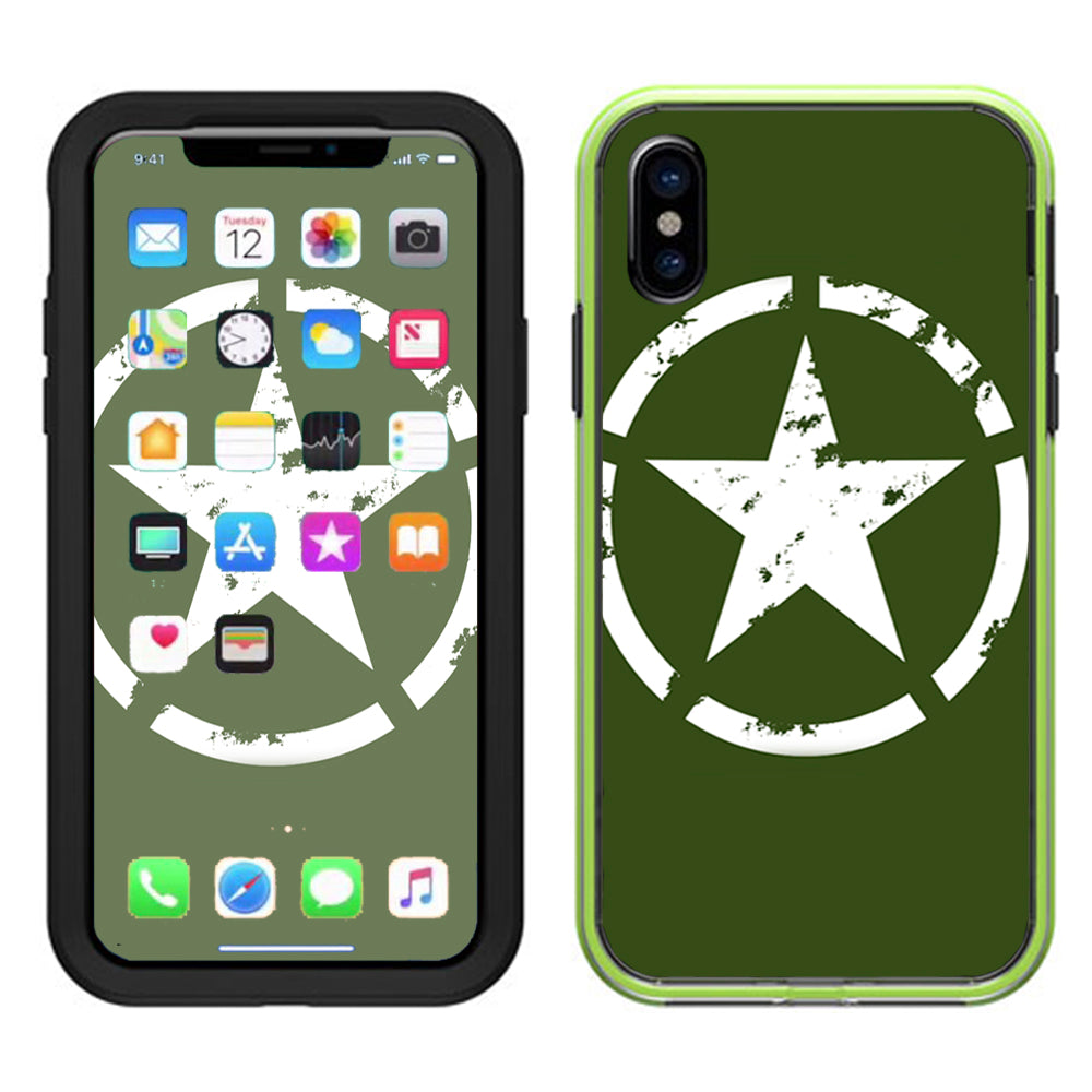  Green Army Star Military Lifeproof Slam Case iPhone X Skin