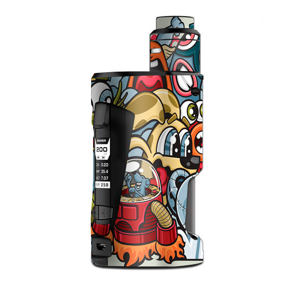  Aliens Cartoon Collage Sticker  G Box Squonk Geek Vape Skin