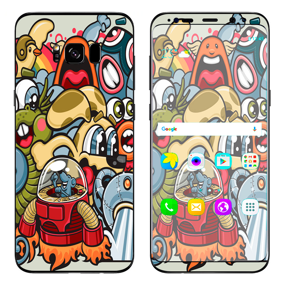  Aliens Cartoon Collage Sticker  Samsung Galaxy S8 Skin