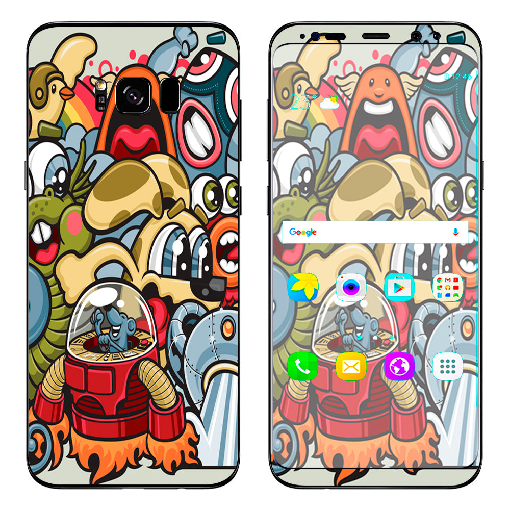  Aliens Cartoon Collage Sticker  Samsung Galaxy S8 Plus Skin