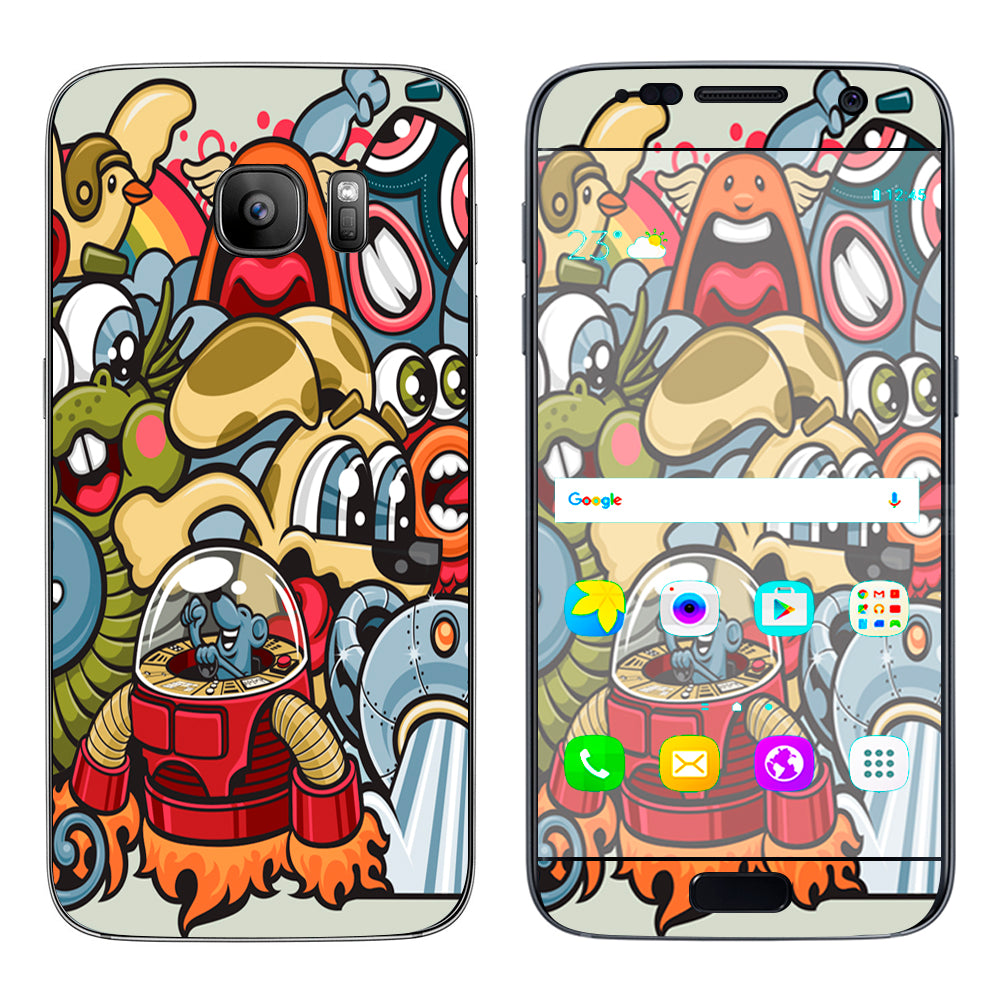  Aliens Cartoon Collage Sticker  Samsung Galaxy S7 Skin