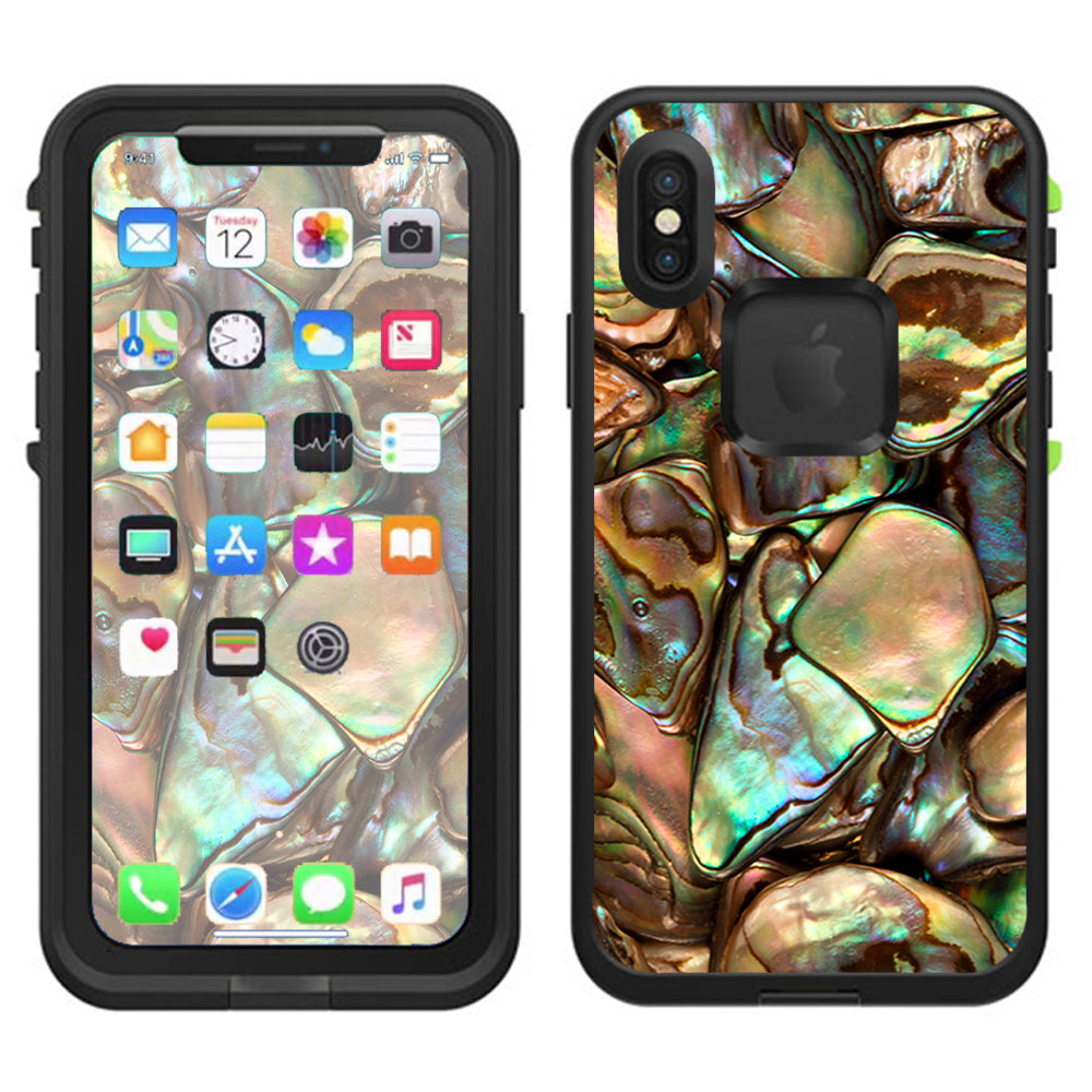  Gold Abalone Shell Large Lifeproof Fre Case iPhone X Skin