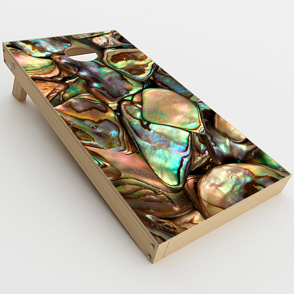  Gold Abalone Shell Large  Cornhole Game Board (2 pcs.) Skin