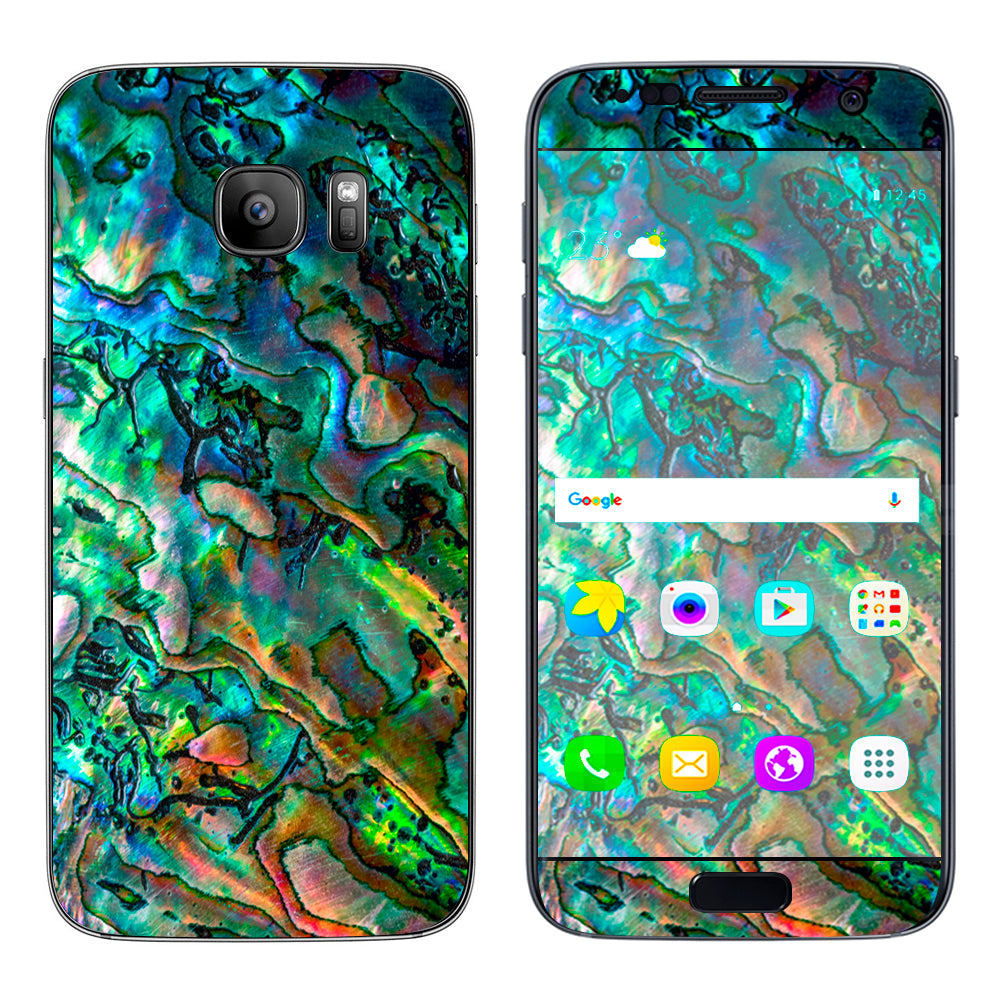 Abalone Shell Swirl Neon Green Opalescent Samsung Galaxy S7 Skin