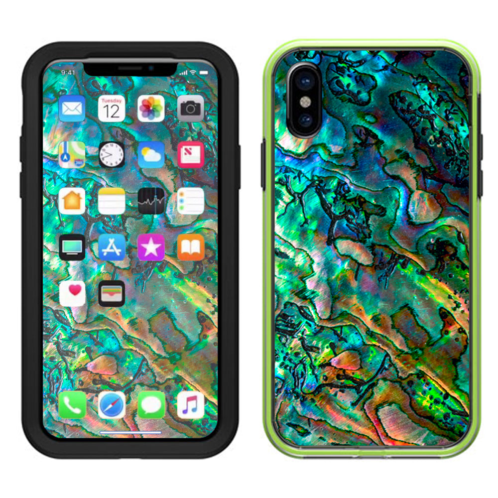  Abalone Shell Swirl Neon Green Opalescent Lifeproof Slam Case iPhone X Skin
