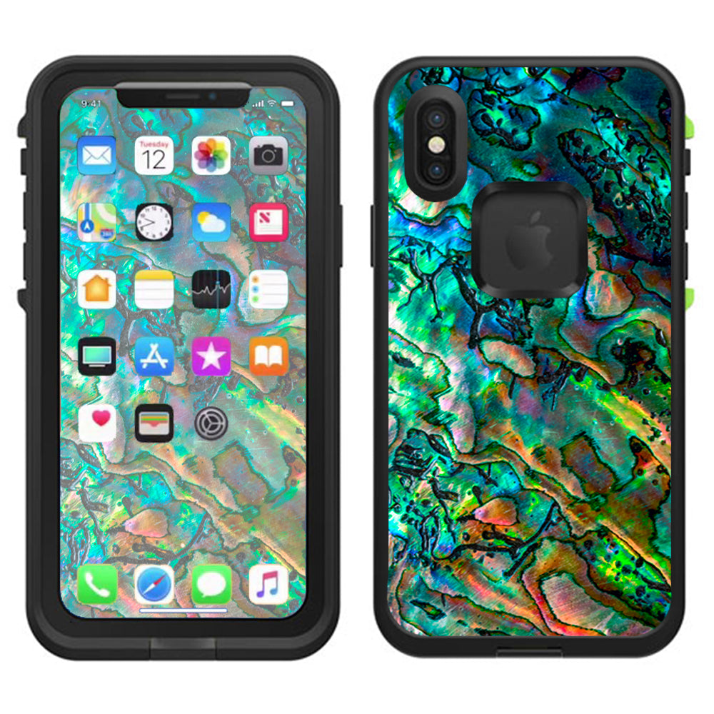  Abalone Shell Swirl Neon Green Opalescent Lifeproof Fre Case iPhone X Skin